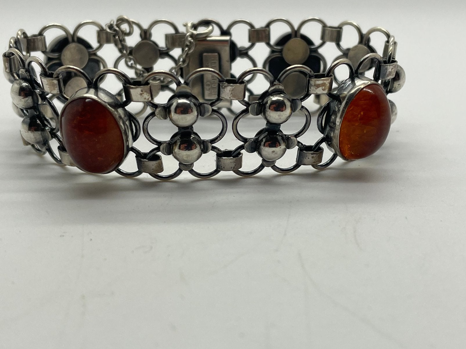 F500 Prachtige zilveren armband barnsteen, Ophalen of Verzenden, Zilver, Armband, Met edelsteen
