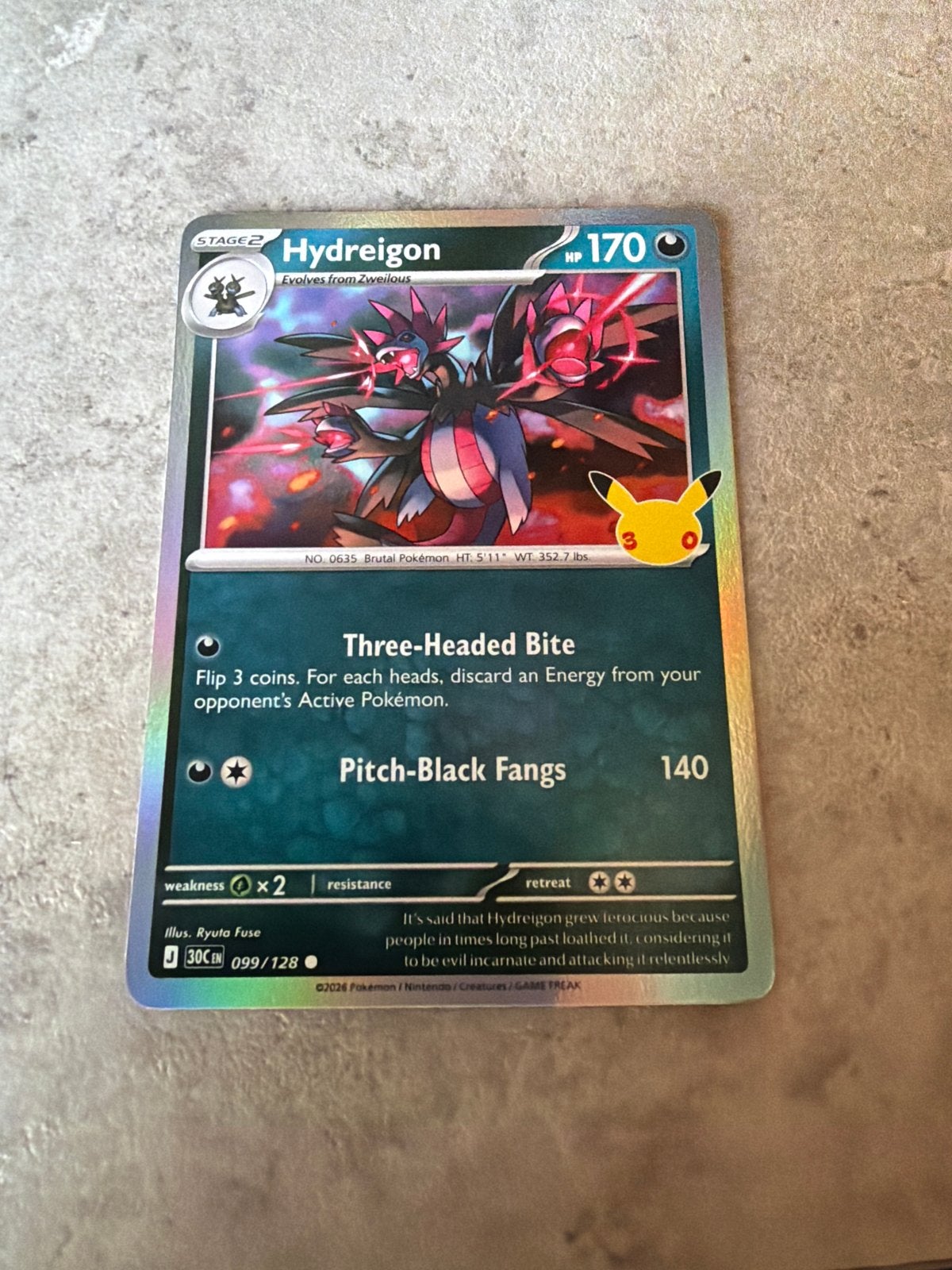 Hydreigon Pokémon Kaart - Celebrations 099/128, Ophalen of Verzenden, Zo goed als nieuw, Losse kaart, Foil
