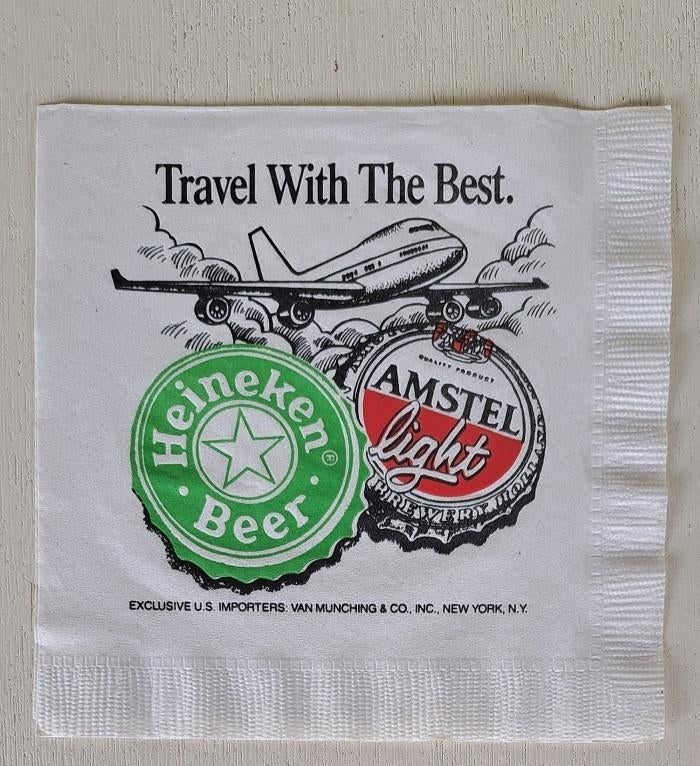 Heineken/Amstel Servet uit de U.S.A., Ophalen of Verzenden, Nieuw, Reclamebord, Plaat of Schild, Heineken