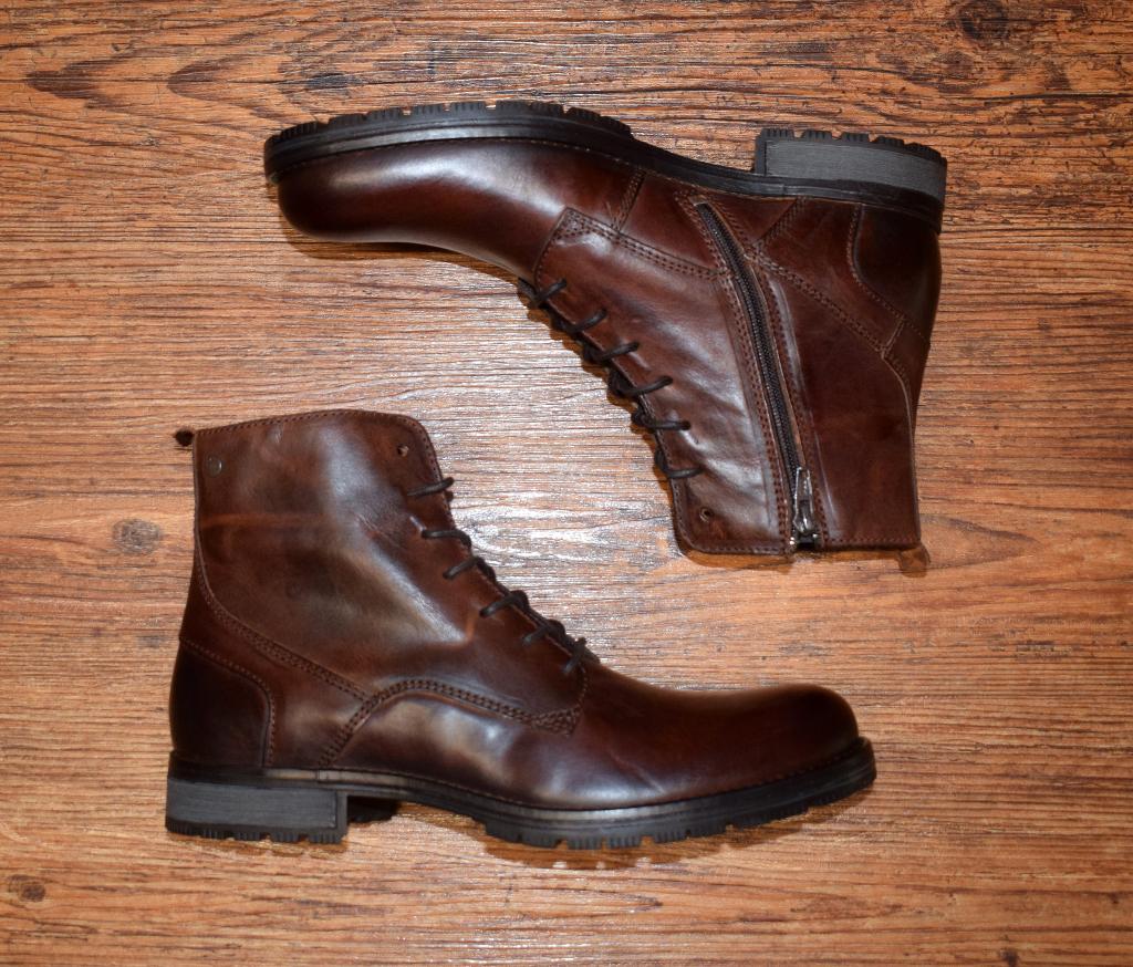 Jack & Jones - leren JFW ORCA boots cognac - maat 44, Bruin, Boots, Nieuw, Ophalen of Verzenden