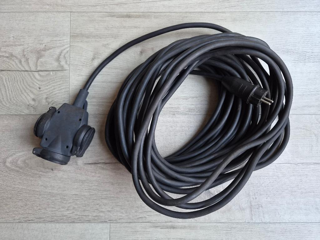 H07RN-F kabel (22 meter) met 3-voudige hangkoppeling, Ophalen of Verzenden, Gebruikt, Kabel of Snoer