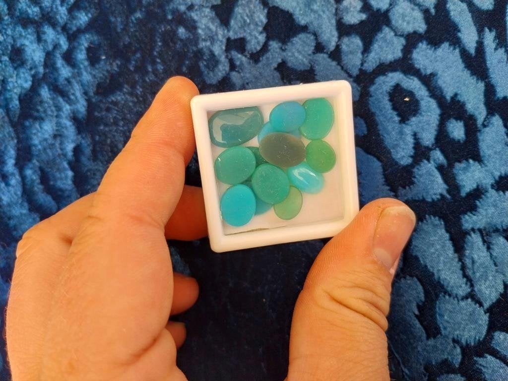 Lot met lage blauwe agaat cabochons, Sieraden, Tassen en Uiterlijk, Edelstenen, Ophalen of Verzenden