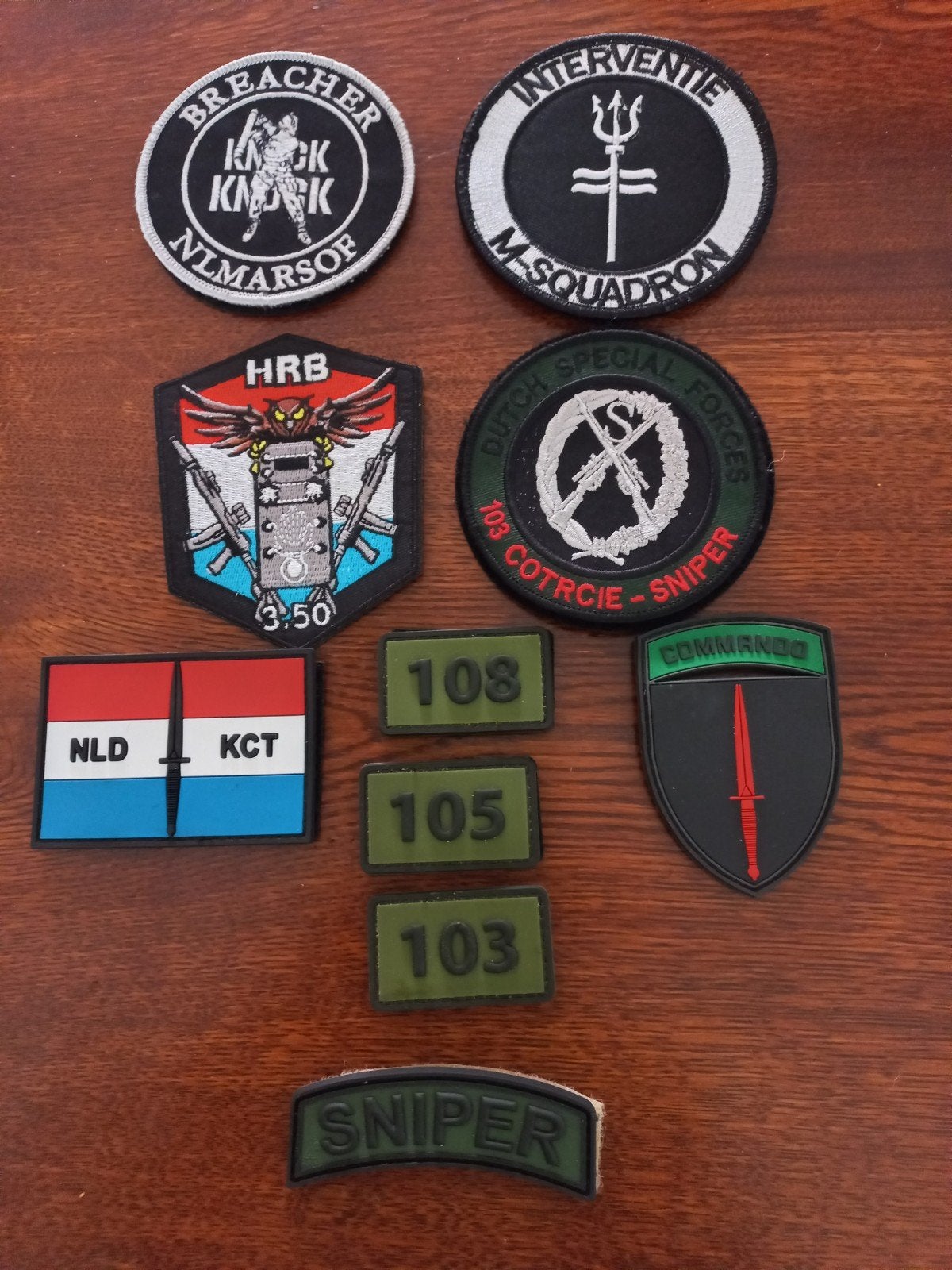 NL Leger Commando Interventie HRB Emblemen Patches Set, Ophalen of Verzenden, Landmacht, Nederland, Embleem of Badge