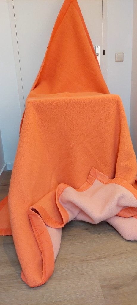 250 x 250 cm Vintage deken koraal/roze jaren 70  255x225 cm, Eu, Overige kleuren, Eu, Overige materialen