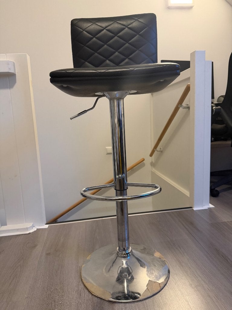 Barkruk zwart, Ophalen, Gebruikt, In hoogte verstelbaar, Leer