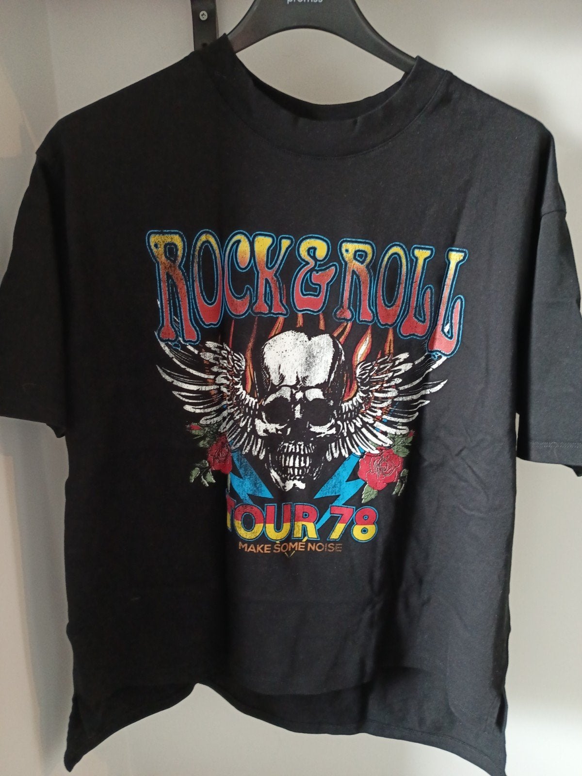 Nieuw ASOS DESIGN Rock & Roll T-shirt - Valt groot, Maat 38/40 (M), Zwart, ASOS DESIGN, Nieuw