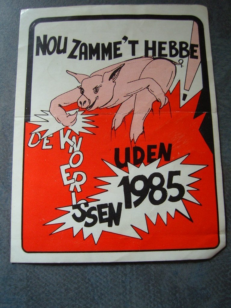 sticker carnaval uden 1985 de knoerissen nou zamme 't hebbe, Ophalen, Zo goed als nieuw