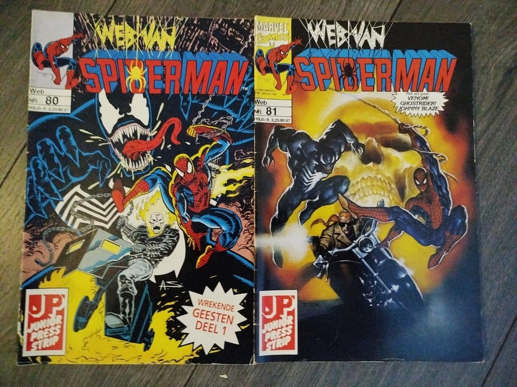 WEB VAN SPIDERMAN MARVEL JUNIOR PRESS STRIPS 2 STUKS, Meerdere comics, Ophalen of Verzenden, Zo goed als nieuw, Europa