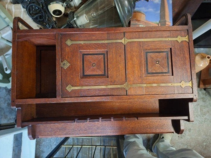 AMSTschool wandkast met inlegwerk en messing details, Ophalen