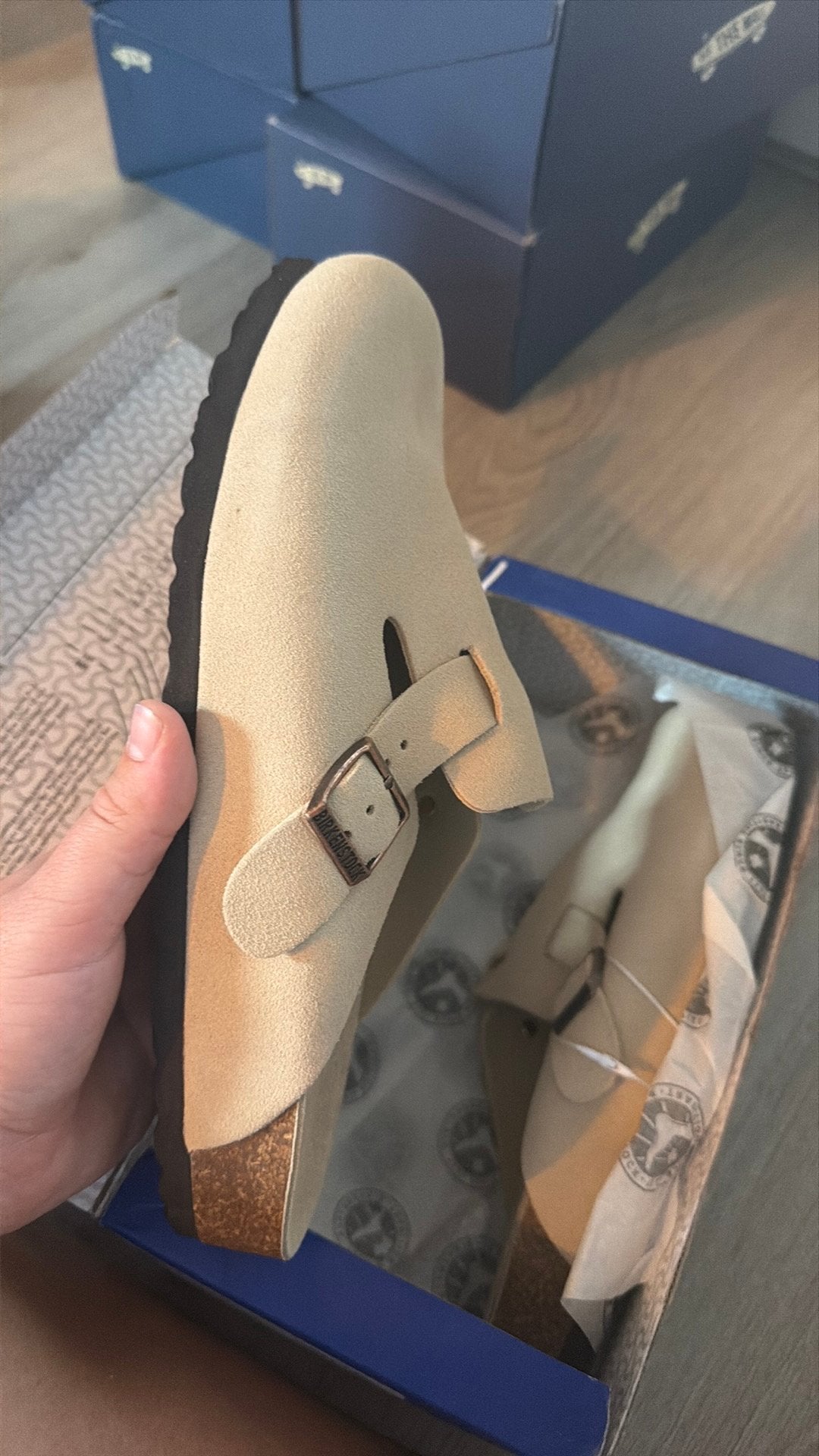 Birkenstock boston sand maat 42, Ophalen of Verzenden, Zo goed als nieuw, Beige, Sandalen of Muiltjes