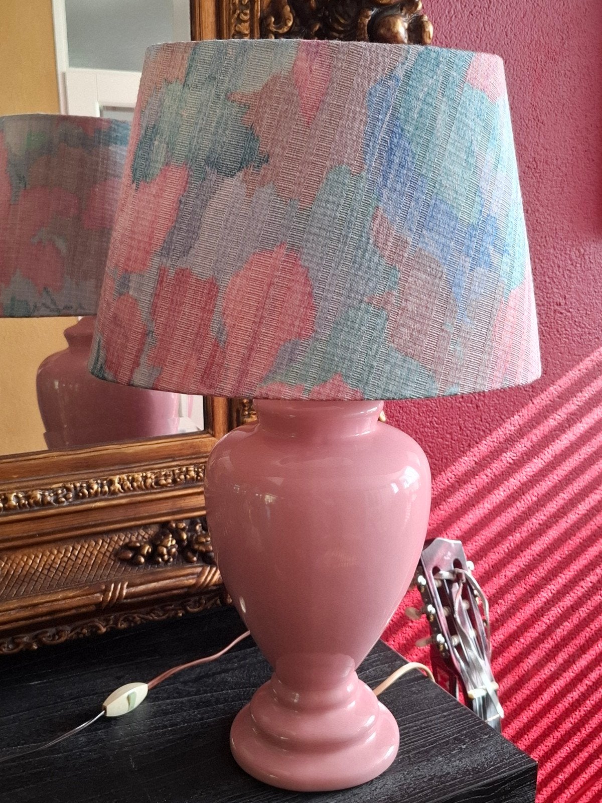 Vintage Roze Tafellamp merk HB Lampen, Overige merken, Vintage, Keramiek, Met schakelaar