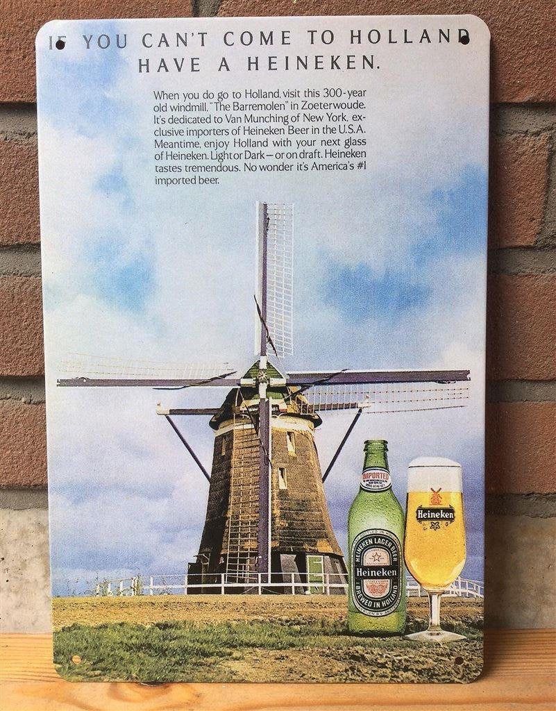 HEINEKEN Bier oude Amerikaans Metalen Reclamebord bar cafe, Verzenden, Nieuw, Reclamebord, Plaat of Schild, Heineken