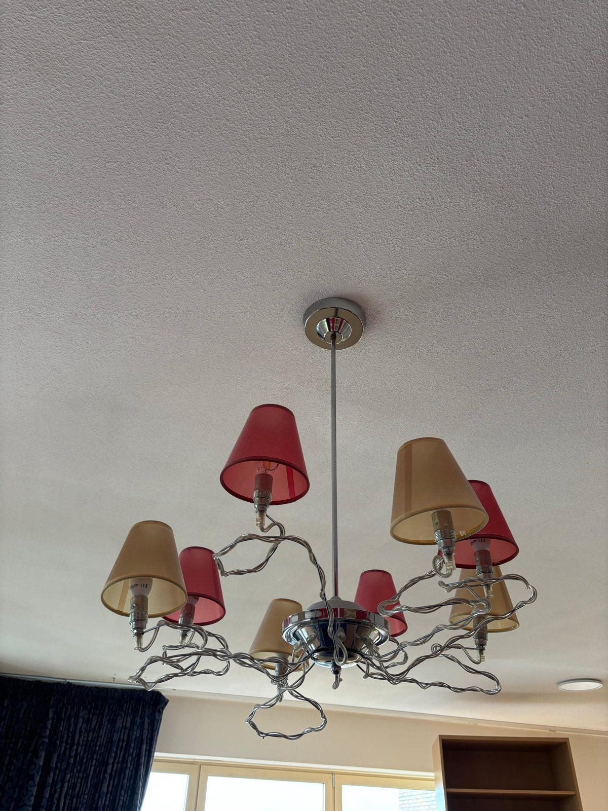 Leuke hanglamp met losse kapjes, Ophalen, Gebruikt, Metaal, E14 (klein)