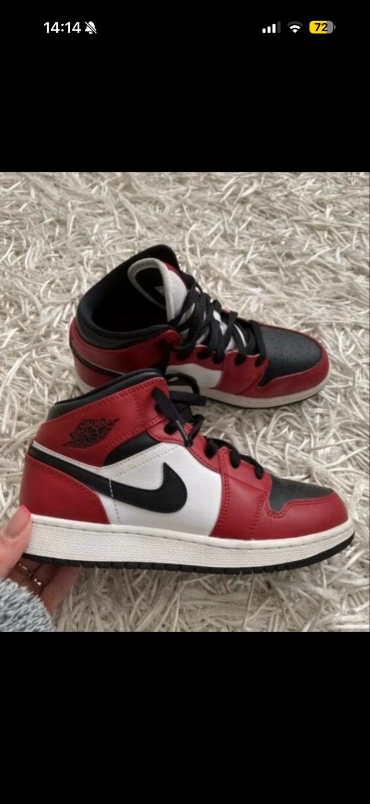 Nike Air Jordan 1 Mid Chicago Black Toe - maat 36.5, Ophalen of Verzenden, Gedragen, Rood, Sneakers of Gympen