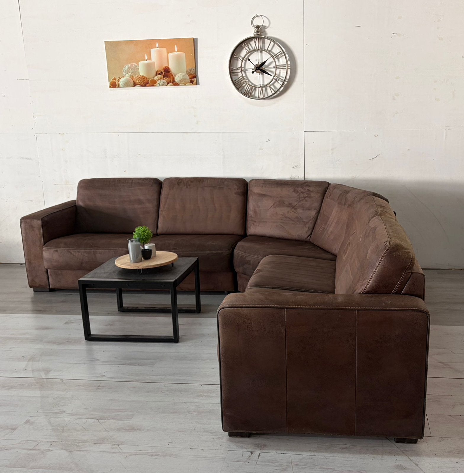 Hoekbank Cognac - Bezorging mogelijk, Huis en Inrichting, Banken | Voetenbanken en Poefen, 125 cm of meer, 125 cm of meer, Ophalen of Verzenden