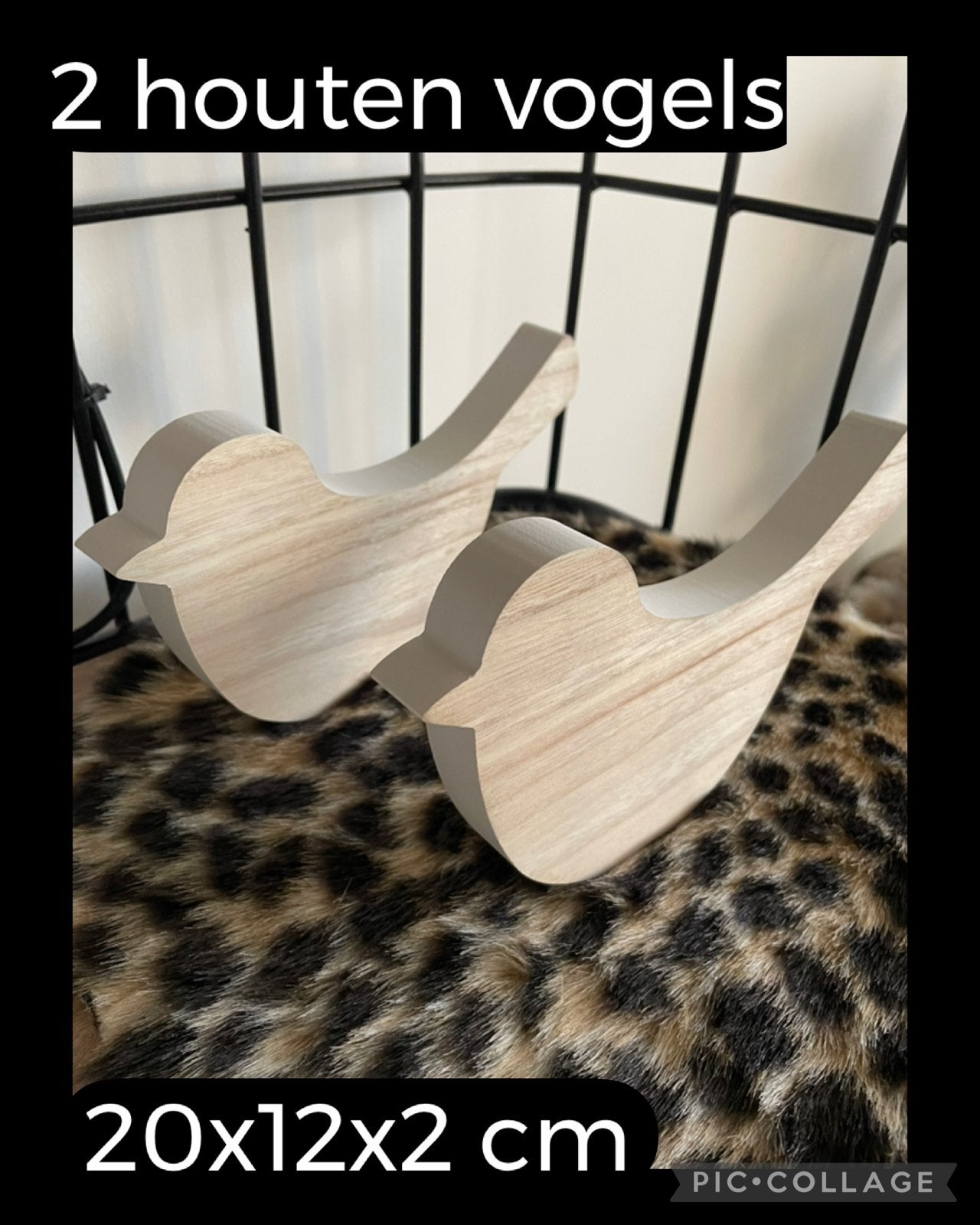 2 Nieuwe Houten Vogels - Decoratie 20x12x2 cm, Huis en Inrichting, Hout, Beige, Nieuw, Ophalen of Verzenden