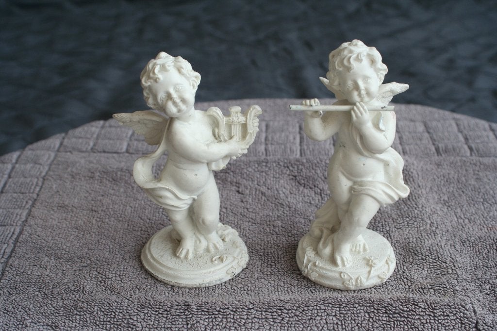 2 zeer mooie oude witte engelen, Ophalen of Verzenden