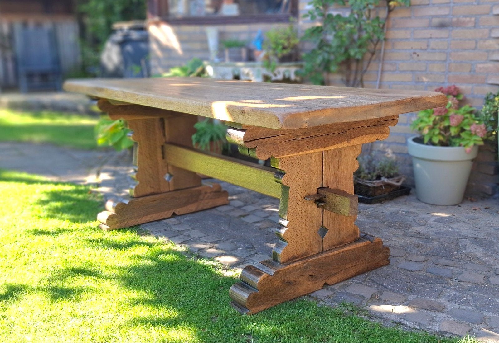 oude eiken eettafel / kloostertafel.  175x80, Eikenhout, Zo goed als nieuw, Vijf personen of meer, 150 tot 200 cm