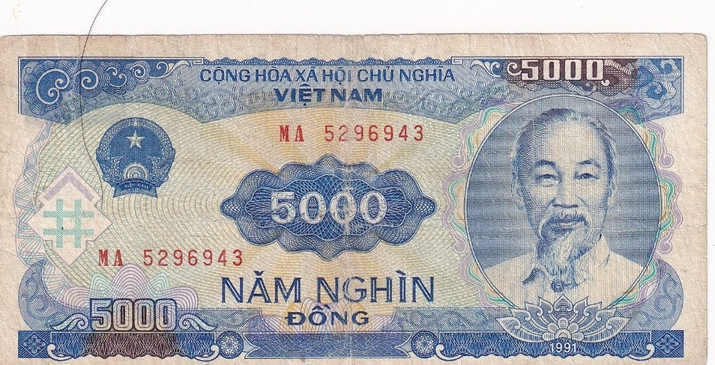 Vietnam 5000 dong 1991, Postzegels en Munten, Bankbiljetten | Azië, Verzenden, Zuidoost-Azië, Los biljet