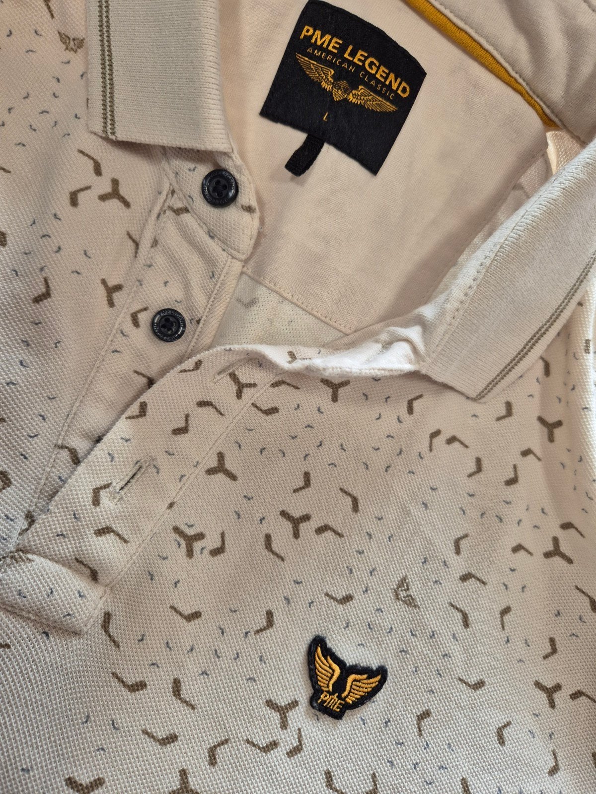 Pme Legend Pall Mall polo shirt Crème prints Maat L, Kleding | Heren, Polo's, Maat 52/54 (L), ., Beige, Ophalen of Verzenden