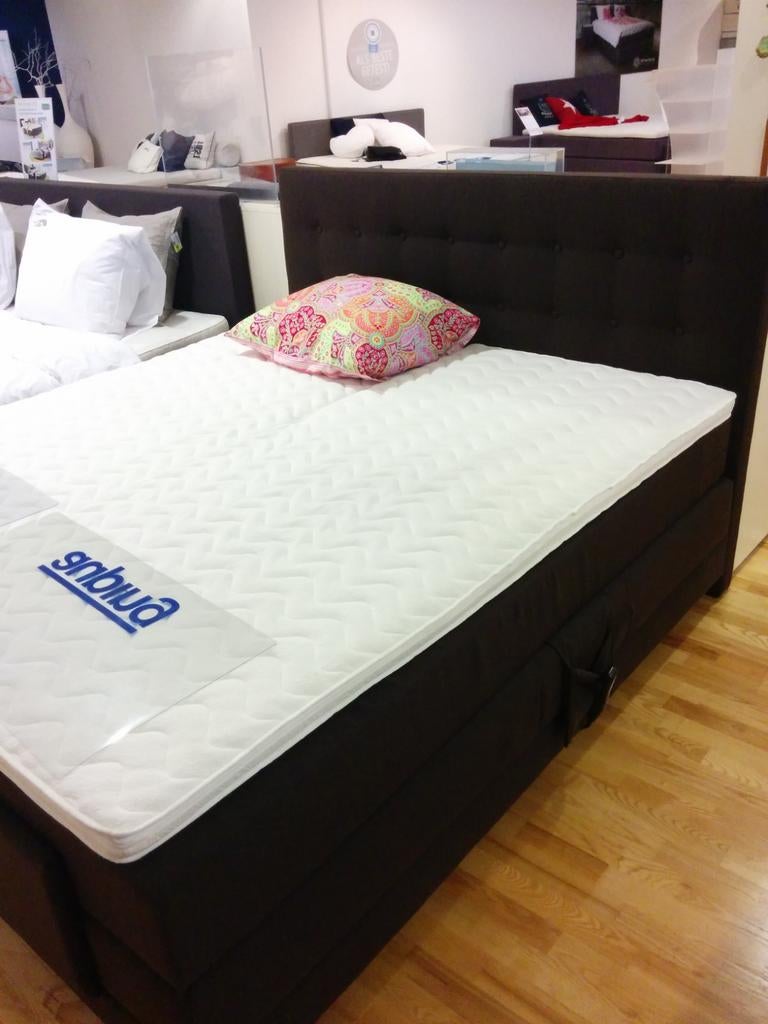 Auping boxspring 180x200 verstelbaar hoofd en voeteneind, Ophalen, Gebruikt, 90 cm, Bruin