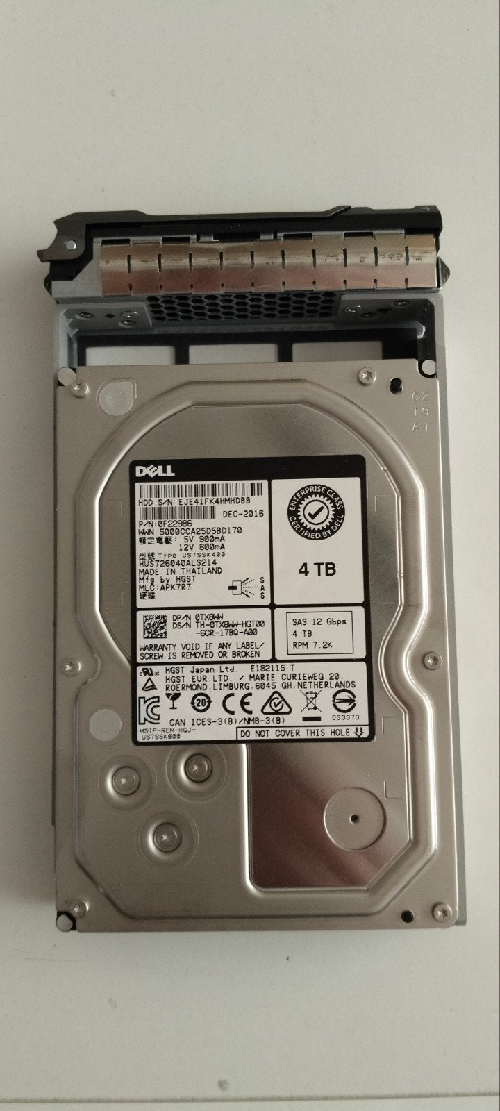 Dell 4TB SAS 12Gbps 7.2K RPM HDD, Computers en Software, Harde schijven, Ophalen, Intern, Gebruikt, SAS