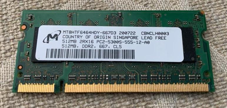 512 MB DDR2 RAM PC2-5300S 667MHz CL5 Laptop Geheugen, Ophalen of Verzenden, DDR2, Laptop, Gebruikt