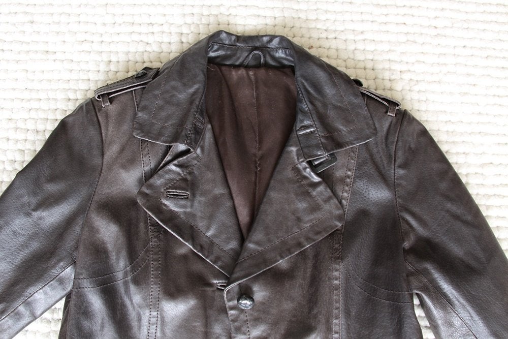 Mooie Leren Dames Jas (L) € 45,-, Bruin, Maat 42/44 (L), Ophalen of Verzenden, Zo goed als nieuw