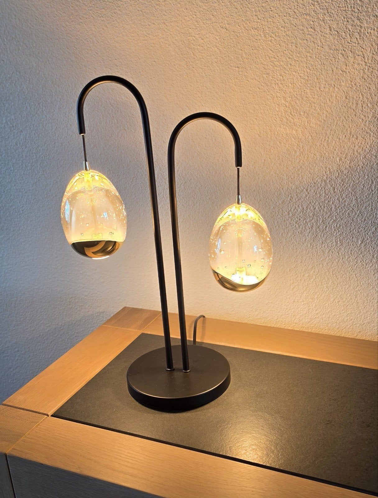 Straluma Golden Egg design tafellamp, Ophalen, Overige fittingen, Zwart, Glas
