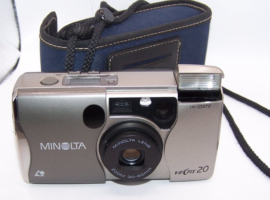 Mooie Minolta Vectis 20 IX Date APS camera met tasje. Nwst., Ophalen of Verzenden, Zo goed als nieuw, Compact, Minolta
