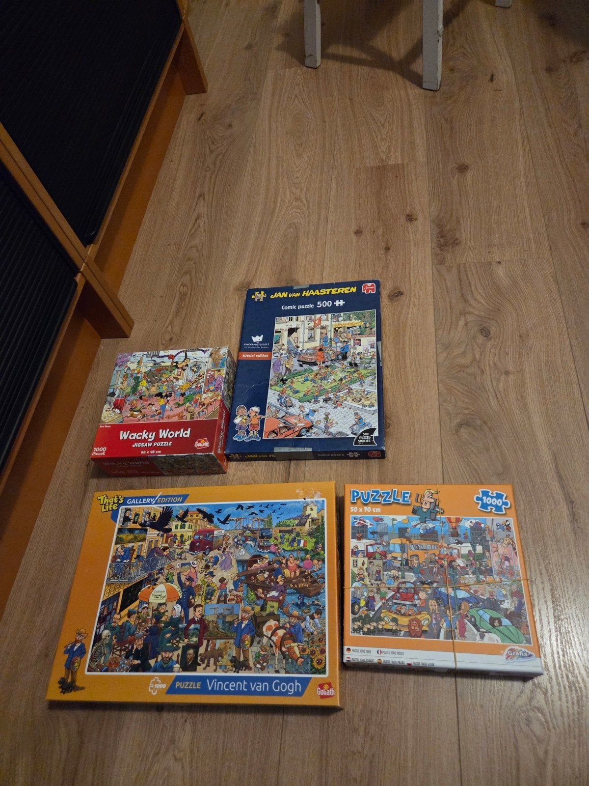Diverse legpuzzels: Jan van Haasteren, Wacky World, Vincent, Ophalen of Verzenden, Meer dan 1500 stukjes, Gebruikt, Legpuzzel
