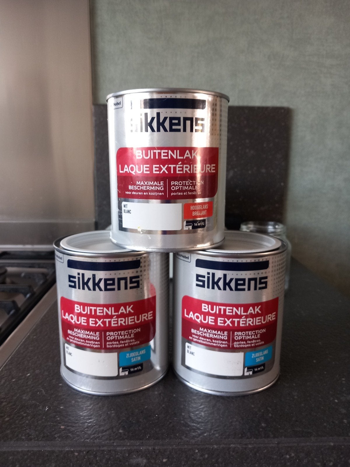 3 nieuwe puttensikkens buitelak wit, Doe-het-zelf en Verbouw, Verf, Beits en Lak, Ophalen of Verzenden, Nieuw, Wit, Lak
