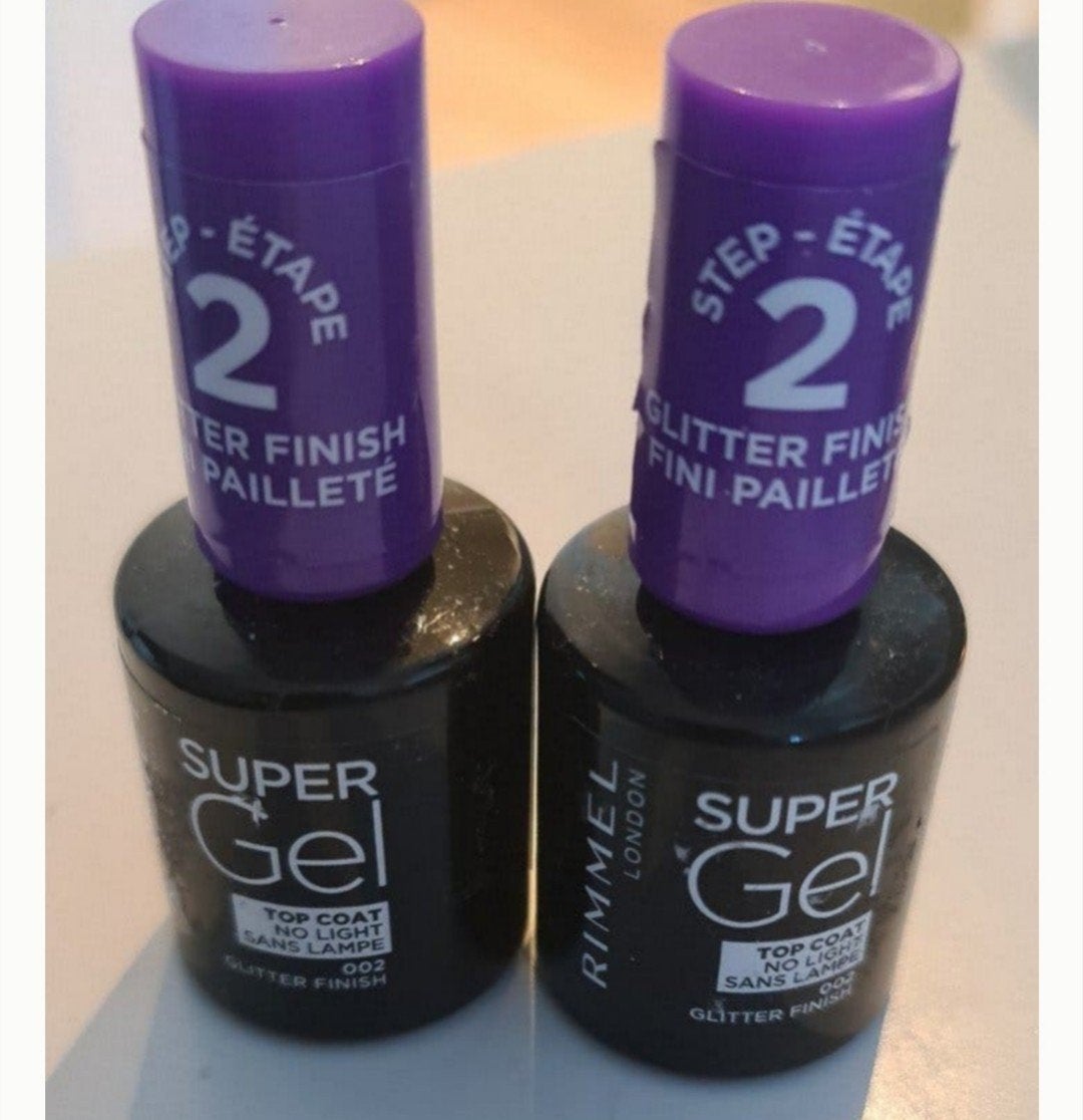 2 nieuwe potjes nagellak Rimmel super gel top coat glitter, Overige kleuren, Nieuw, Ophalen of Verzenden, Handen en Nagels