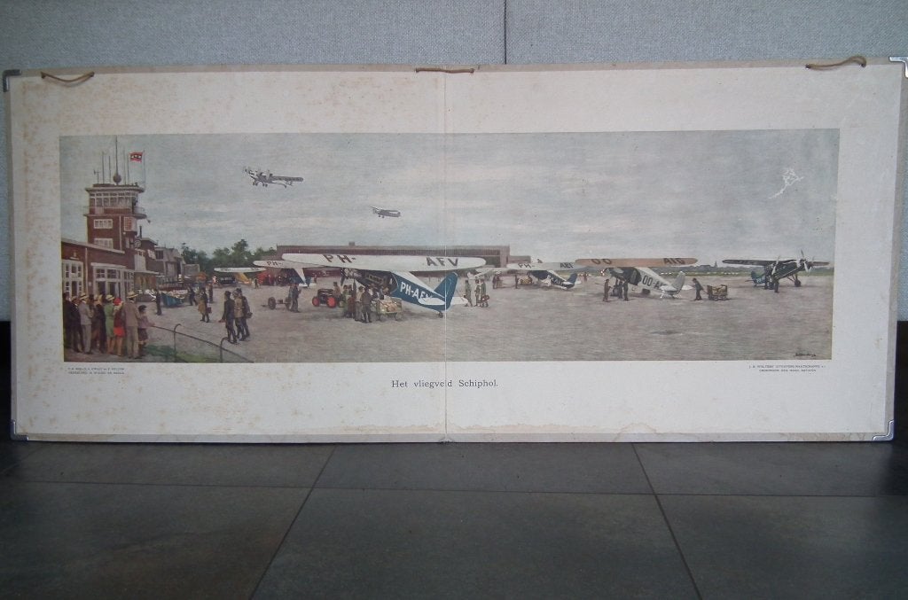 SCHIPHOL KLM FOKKER SCHOOLPLAAT gabrielse wolters vliegtuig, Ophalen of Verzenden, Gebruikt, Kaart, Foto of Prent