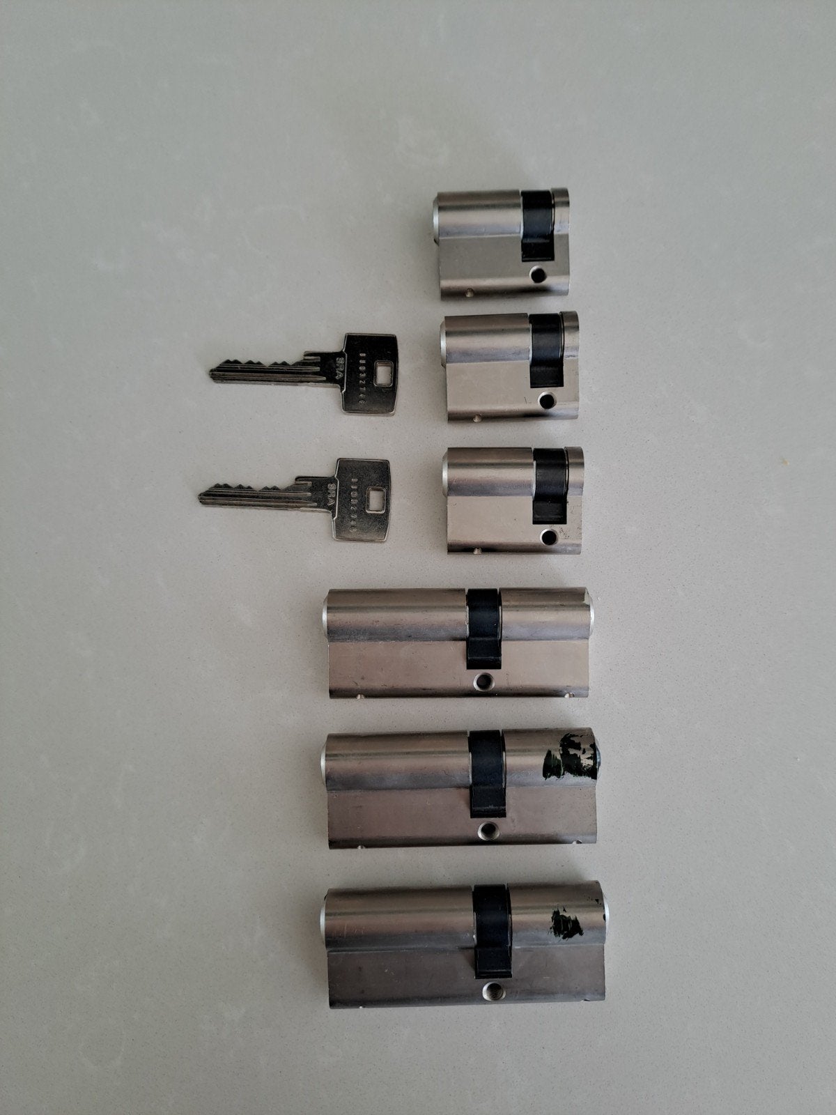 Cilindersloten met sleutels - Set van 6, Doe-het-zelf en Verbouw, Hang- en Sluitwerk, Ophalen, Rvs, Slot
