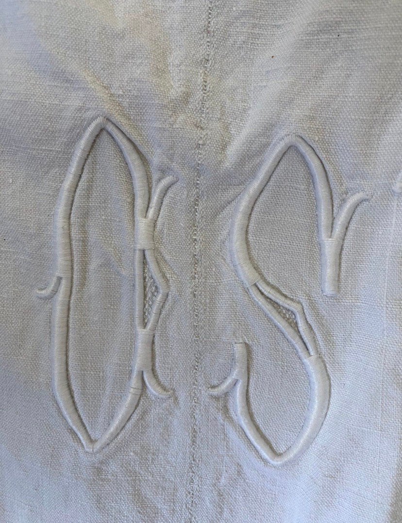 Linnen laken met monogram, Ophalen of Verzenden