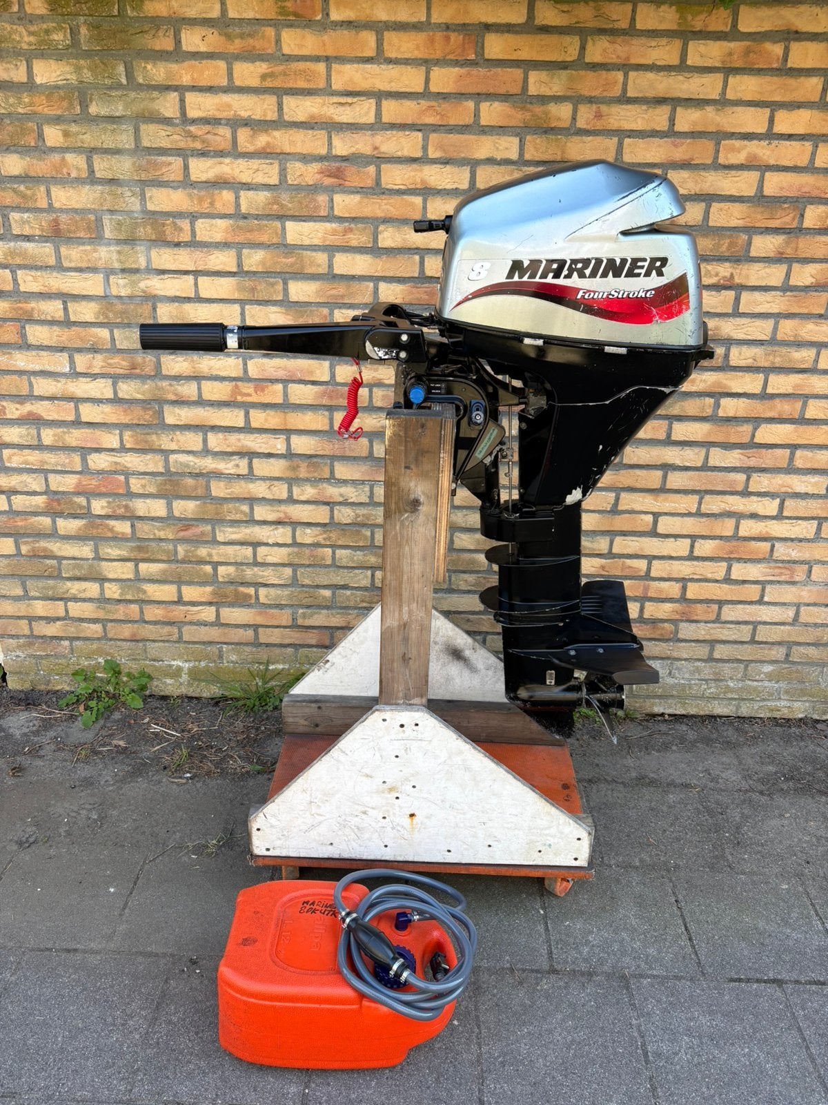 Mariner 8 pk 4 takt langstaart buitenboordmotor boot motor., Watersport en Boten, Buiten- en Binnenboordmotoren, Gebruikt, Benzine
