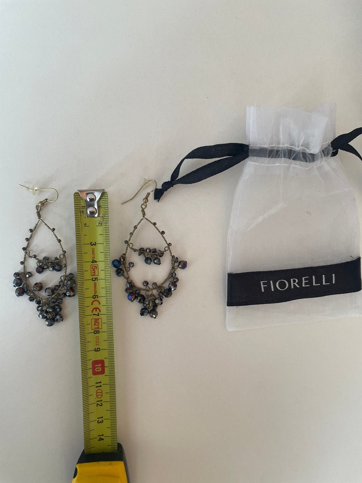 Fiorelli Oorbellen met Donkerblauwe Kralen, Met kristal, Overige materialen, Hangers, Blauw
