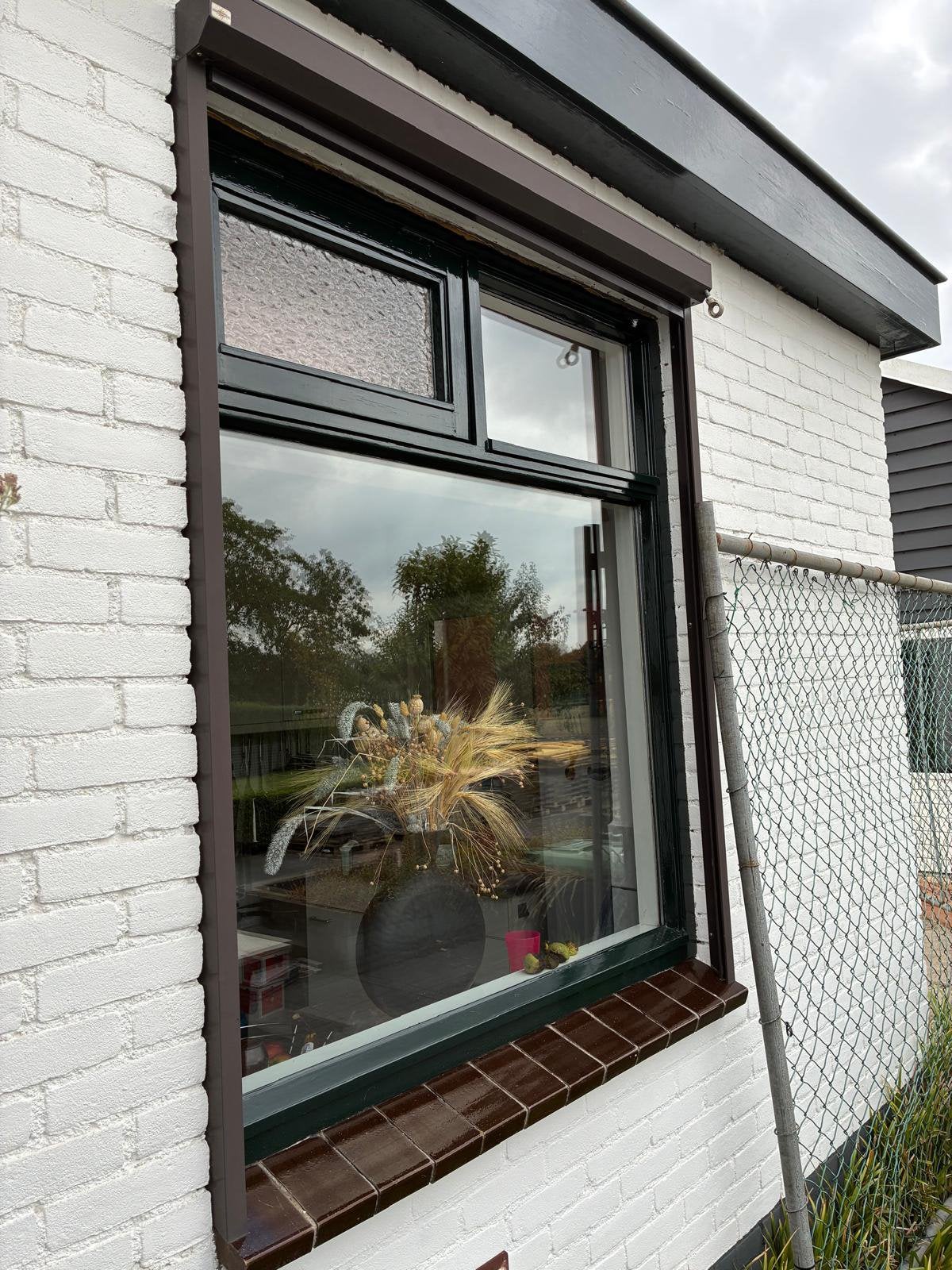 Meranti Raamkozijn met dubbelglas en enkel openslaand raam, Ophalen, Gevelraam of Ruit, Gebruikt, 120 tot 160 cm