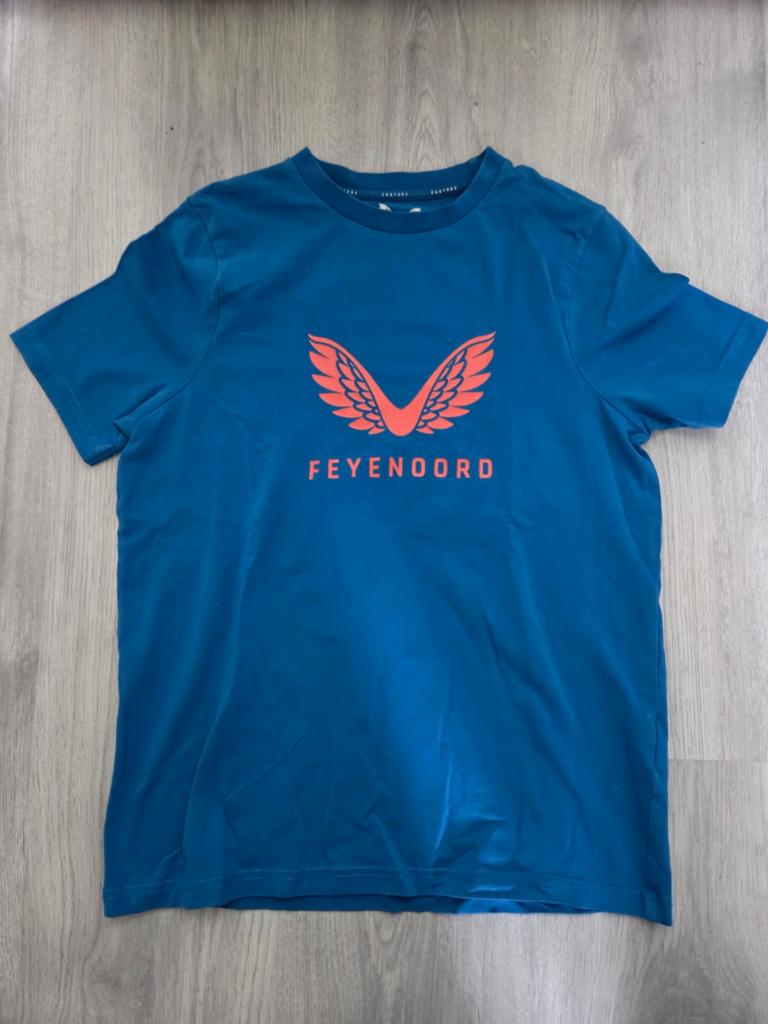 Blauw Feyenoord Castore t-shirt maat 158, Castore, Ophalen of Verzenden, Zo goed als nieuw, Shirt of Longsleeve