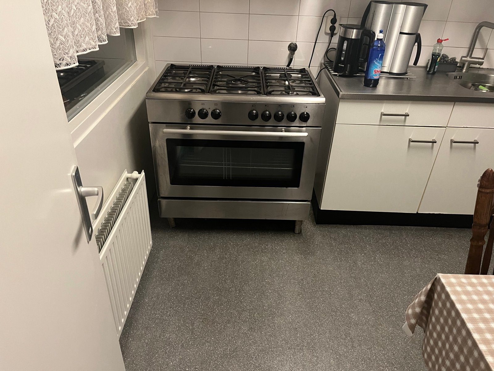 RVS gasfornuis 5 pitten met elektrische oven, Ophalen, Gebruikt, 60 cm of meer, Gas