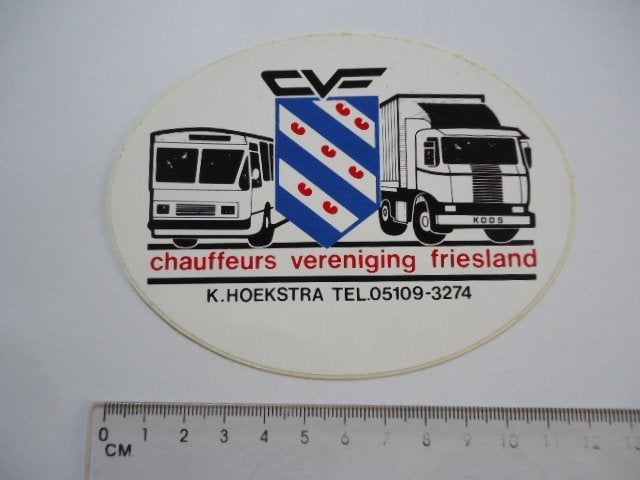 sticker oud CVF Truck chauffeur friesland Koos Hoekstra stie, Verzenden, Zo goed als nieuw, Bedrijf of Vereniging