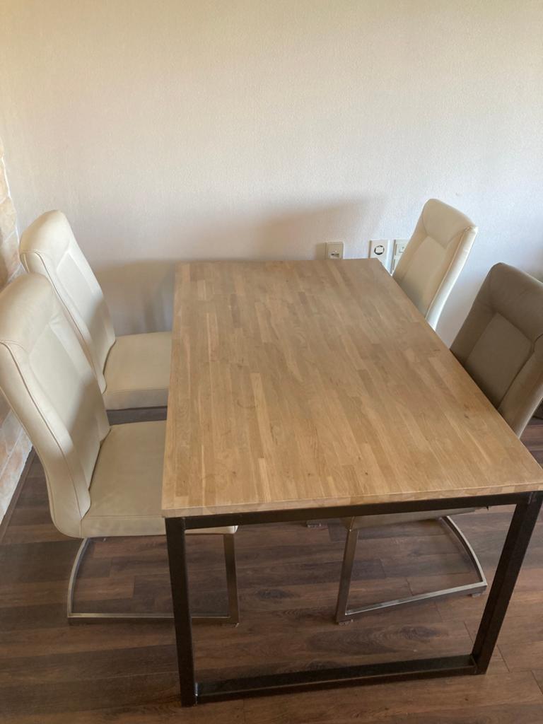 Tafel met 4 stoelen, Huis en Inrichting, Tafels | Eettafels, Ophalen, Gebruikt, 100 tot 150 cm, 50 tot 100 cm