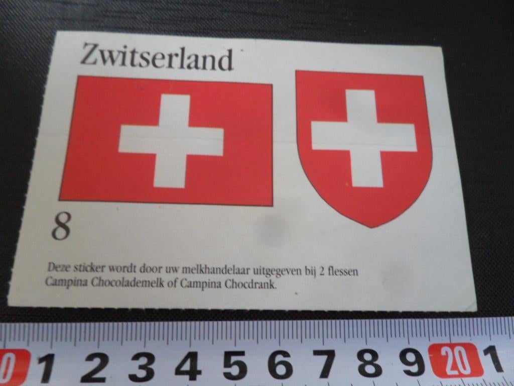sticker Zwitserland CAMPINA Chocolademelk Chocodrank, Verzamelen, Stickers, Zo goed als nieuw, Ophalen
