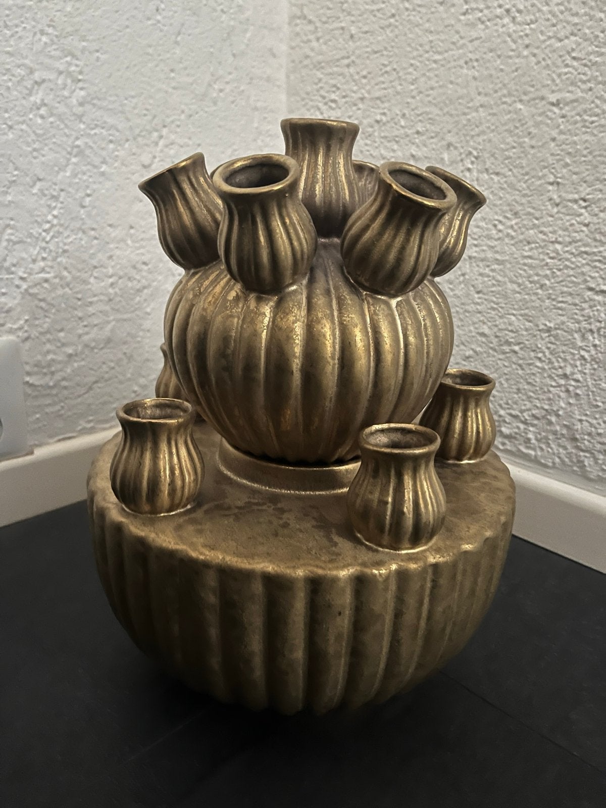 Gouden vaas - 2-delig, Ophalen, Zo goed als nieuw, Steen/keramiek, Goud