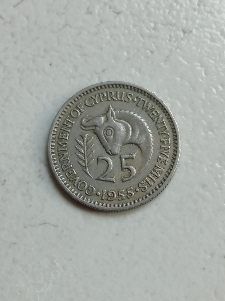 Cyprus 25 mils 1955., Ophalen of Verzenden, Overige landen, Losse munt