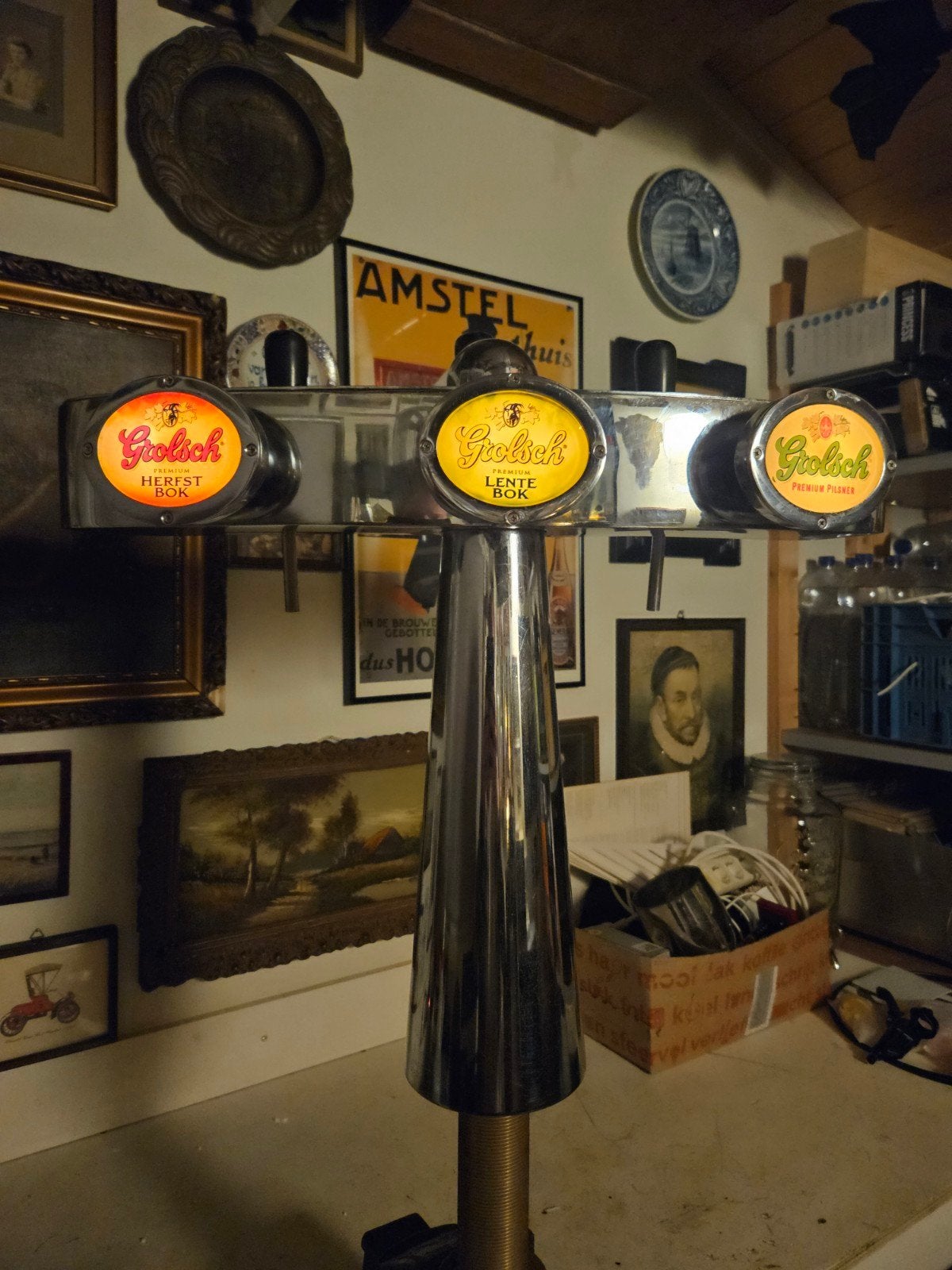 Grolsch tapzuil met verlichting, Ophalen of Verzenden, Gebruikt, Overige merken