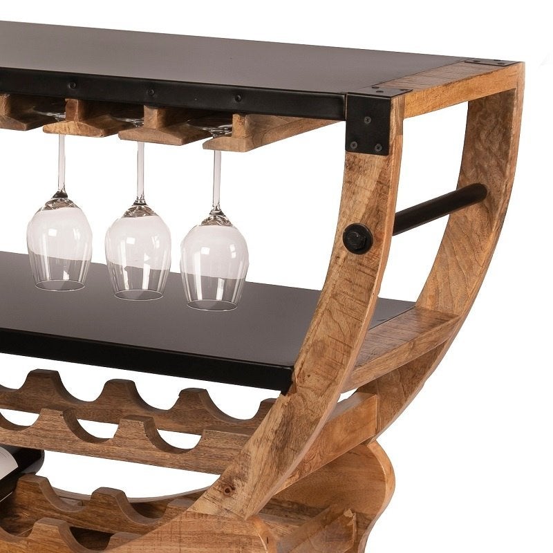 Wijnkar Wijnrek Wijnkast Industrieel Mangohout SHOWROOM, Info@dehanzeherten.nl, De Hanze Herten BV, 5 tot 15 flessen, Nieuw