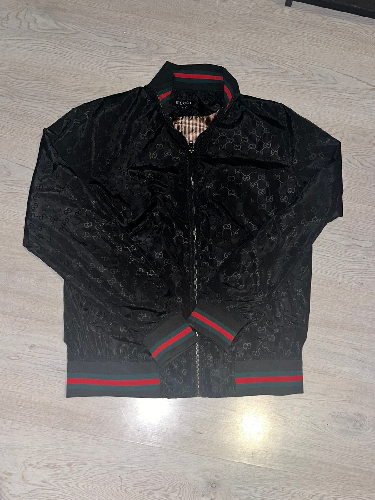 Bomberjack Gucci GG Monogram MAAT: L, Kleding | Heren, Ophalen of Verzenden, Zo goed als nieuw, Maat 52/54 (L), Zwart