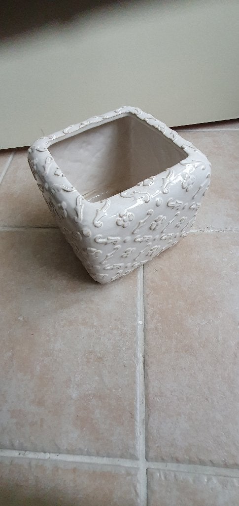 Plantenbak porseleinen 20 x 20 cm, Tuin en Terras, Bloempotten, Overige materialen, Gebruikt, Vierkant, Binnen